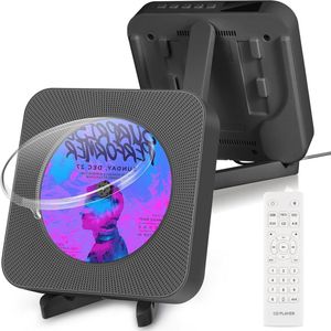Draagbare CD-speler met Bluetooth, dubbele luidsprekers en muurbevestiging - Multifunctionele muziekspeler voor thuis en onderweg