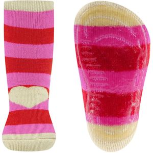 Ewers antislip sokken hartje beige roze
