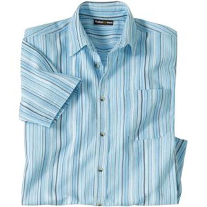 ATLAS FOR MEN - Gestreept overhemd van crêpestof Athena - Heren - Verkrijgbaar in grote maten - 5XL