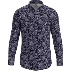 Desoto - Overhemd Kent Bloemetjes Navy - Heren - Maat XL - Slim-fit