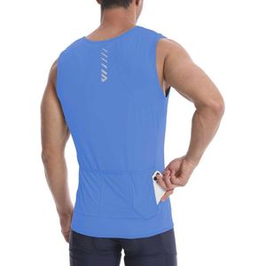 Mouwloos Fietsshirt Heren - Ademend en Lichtgewicht met Achterzakken - Blauw L