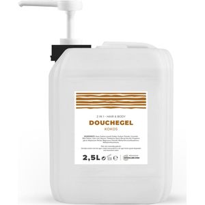 Douchegel - Kokos - Transparant - 2,5 Liter - Jerrycan | Met pomp - Hair & Body - Navulling – Navullen - Shower gel - Showergel