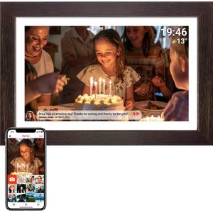 Denver Digitale Fotolijst 15.6 Inch - Hout - XL - Full HD - Frameo App - Fotokader - WiFi - 16GB - IPS Touchscreen - PFF1543DW