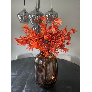 Herfstboeket kunstbloemen - Herfstdecoratie- Esdoornbladeren - Zijden Boeket - 12 stelen - 3 soorten - Kunstbloemen - ex vaas