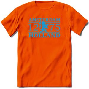 Amsterdam T-Shirt | Souvenirs Holland Kleding | Dames / Heren / Unisex Koningsdag shirt | Grappig Nederland Fiets Land Cadeau | - Oranje - 3XL