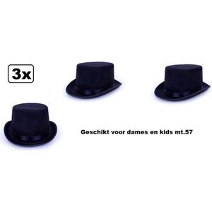 3x Hoge hoed zwart kids - Festival Dickens theater thema feest party geschiedenis hoofddeksel