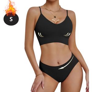 Livano Lingerie Set Zonder Beugel - Zonder Bandjes - Push-up Bh's - Comfort Beha - Comfortabel - BH - Zwart - Maat S