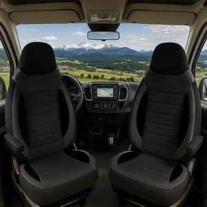 Stoelhoezen voor VW Crafter Gen. 1 bestelbus in pasvorm, set van 2 stuks - bestuurder 1 + 1 passagierszijde | Met armleuning hoezen | CBS103 | Zwart | Kunstleer
