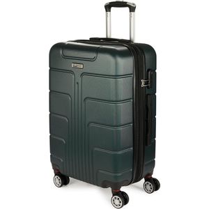 BRUBAKER Reiskoffer Miami - Uitbreidbare Hardcase Trolley Koffer met Cijferslot, 4 Wielen en Comfortabele Handgrepen - ABS Koffer 43 x 66,5 x 28,5 cm - Hardcase Koffer (L - Donkergroen)