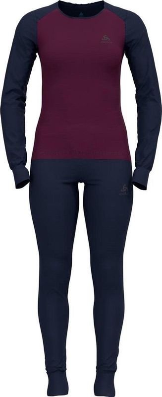 ODLO Set ACTIVE WARM ECO Special Set Vrouwen Thermoset - Diving Navy, Pickled Beet - Maat L