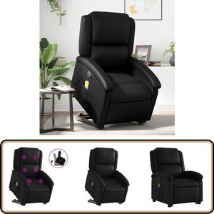 vidaXL Sta-op-massagestoel zwart kunstleer Zitstoel - Massageruimte - Elektrisch Bediening - Verstelbare Stoel - Sta Op Functie