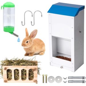 Alipis Hooi Voederstation Voor Konijnen Huisdierenkooi Hazen Hooiruif Metalen Hooivoerbakken Kribstandaard voor Cavia's Chinchilla Zwart