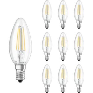 Ledvance - LED Filament Kaarslamp E14 - Warm Wit - 4W - 470 Lumen - 2700K - Ø35mm - 10 Stuks