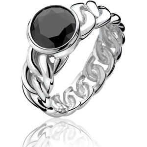 ZINZI zilveren ring gourmet zwart ZIR656