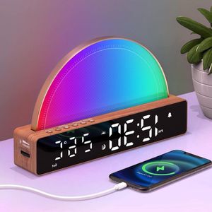 Wekker met licht - Witte ruismachine bedlampje met 10 slaaphulp geluiden - Snooze timer en temperatuurweergave - USB-laadstation - Cadeau voor Kerstmis