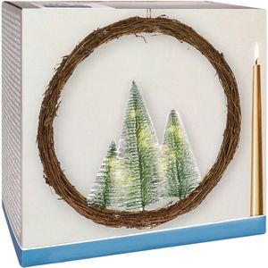 Kerstkrans met Lampjes 10LED 40 cm - Decoratie - Lichtgevend - Kerstdecoratie - Verlichte - Kerstverlichting - Lichtjes