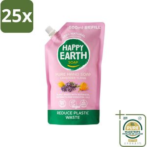 25 x Happy Earth – Handzeep Navulling – 100% Natuurlijk Lavender Ylang – 600 ml - Grootverpakking - Handzeep Navulling - Natuurlijke Handzeep - Vegan Handzeep - Lavendel Handzeep - Ylang Handzeep