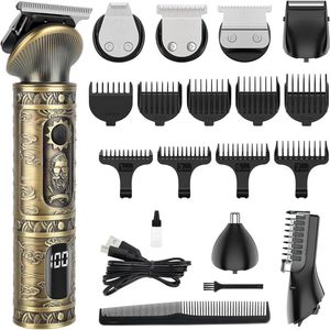 Professionele Draadloze Tondeuse en Baardtrimmer Set voor Mannen - 6-in-1 Scheerapparaat voor Haarverzorging