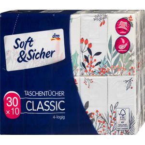 Soft&Sicher Zakdoekjes Classic Design 4-lagig (30x10 Stuks), 300 St