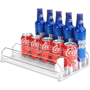 SHOP YOLO-koelkast organizer-Automatisch Blikjes Organizer Koelkast Blikjes Dispenser Kan Organisator Bierblikjes Organizer -Voor Koelkast 15 Bier Soda Drankjes Blikjes