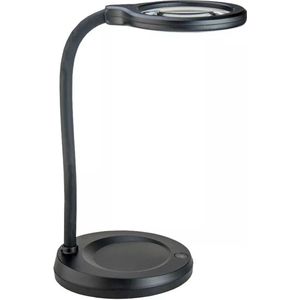 Carson Deskbrite 300 - Dimbare LED Loeplamp Tafellamp met Buigbare Arm, Grote Lens en Verzwaarde Voet, Werkt op Adapter en Batterijen - Zwart.