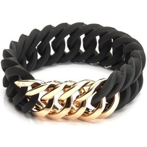 Rubz black Circle bracelet with golden metal