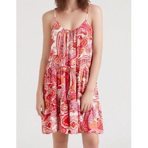 Zomerjurken Dames- Korte Strandjurken Ibiza Stijl | Pink Paisley | Maat L/40