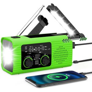 Noodradio - Weerradio - Handmatig/op zonne-energie oplaadbare 20.00 mAh-batterij - Draagbaar - Geschikt voor kamperen en noodgevallen