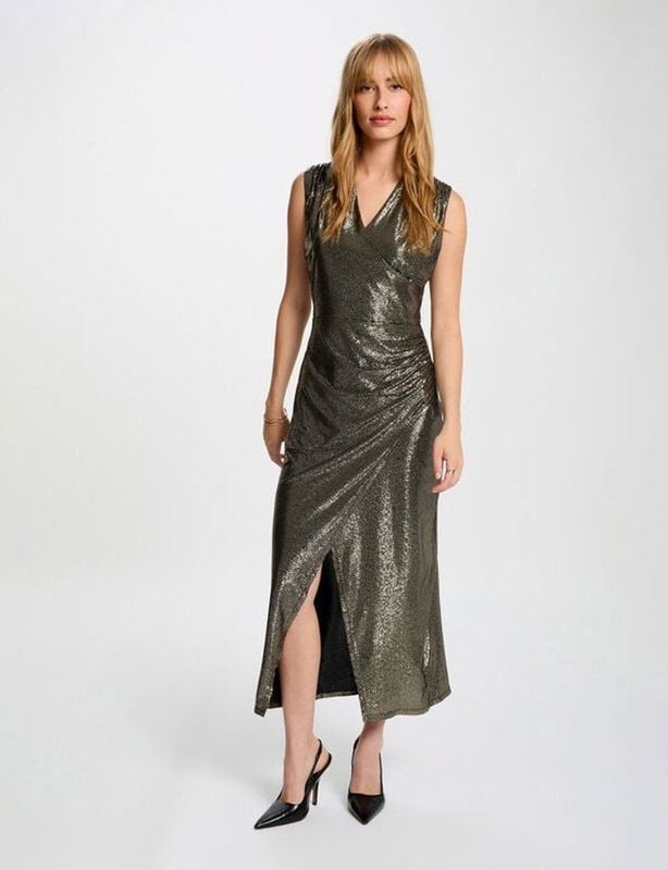 Morgan midi jurk met glitter zwart