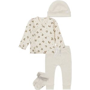 Noppies - Kledingset - Broek Melissa Oatmeal - Overslagshirt Nicosia - Muts Babylon Oatmeal - Sokjes Oatmeal- Maat 62