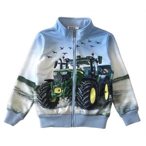 Kinder vest met tractor trekker John Deere full color print | Boer | boerderij | Kleur blauw | Maat 110/116 | Supermooi!