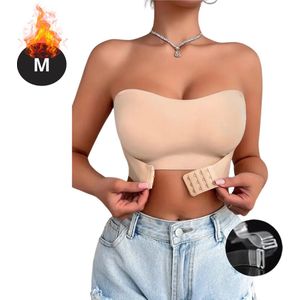 Bovista BH Zonder Beugel - Zonder Bandjes - Push-up Bh's - Comfort Beha - Comfortabel - Grote Sluiting - Beige - Maat M