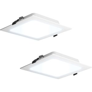 HOFTRONIC - 2-Pack Virginia inbouwspots - 6W - 490 lumen - Extra plat - 6500K daglicht wit - Wit - Vierkant 120x120cm