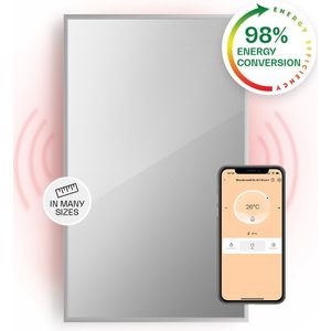 Klarstein La Palma Smart 1000 2-In-1 Infraroodverwarming & Convectiekachel - Convector Infraroodverwarmer - App control - 120 X 60 cm (Bxh) - 1000 W - Thermostaat - Afstandsbediening - Weektimer - Ip24 - Wandmontage - Spiegel Met Anti-Condens Coating