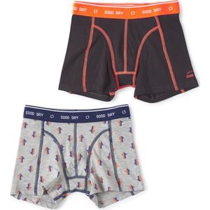 Little Label - boxershorts 2-pack - grey melee arrow & grey melee 2Y - maat: 92 - bio-katoen