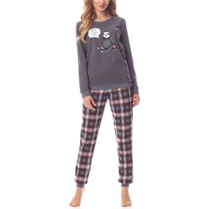 Merry Style Dames Pyjama - Lange mouwen - Lange broek - Katoen - MS-MS10-167-PJ - Donkermelange Bordeaux - S