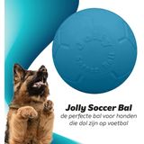 Jolly Pets Jolly Soccer Ball – Hondenspeelgoed – Voor binnen en buiten – Hondenbal – Hondenvoetbal – Jollyflex stevig kunststof – Drijvend – Ø20cm – Licht blauw