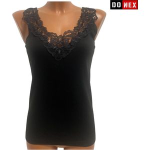 2 Pack dames hemd met Kant - 100% katoen - Zwart - Maat XL