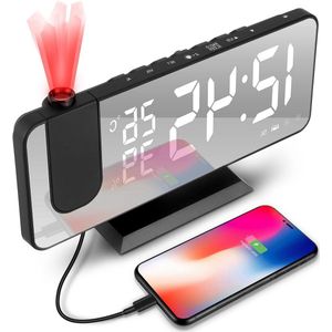 Projectiewekker met projectie 180 graden, USB-aansluiting en groot LED-display