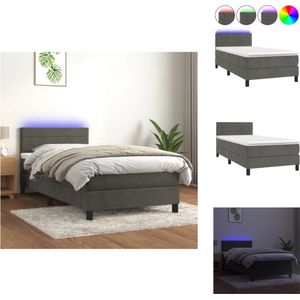 vidaXL Boxspring Bed - Zacht Fluweel - Verstelbaar Hoofdbord - Kleurrijke LED-verlichting - Pocketvering Matras - Huidvriendelijk Topmatras - 203 x 80 x 78/88 cm - Bed