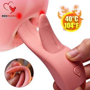 Tong vibrator DOUBLE Pleasure | Verwarmd | Dubbele tong | Hevig genot | G-spot en Clitoris | Zeer realistisch | Beffen | Voor haar