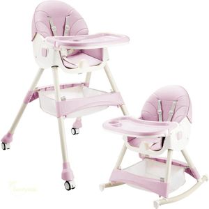 ComfyKidz® 3 in 1 Kinderstoel - Kinderstoeltje voor Peuter - Schommelstoel Baby - Wipstoel Baby - Inklapbaar - Roze - Kinderzetel - Peuterstoel - Meegroei Stoel