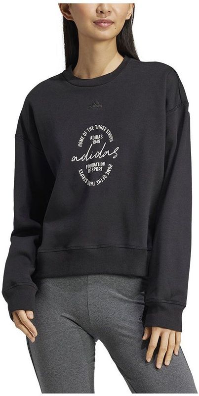 adidas  Signature Graphic Print Fleece Loose Sweatshirt  Truien  dames Zwart