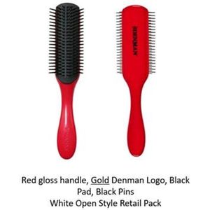 Denman D4 Borstel - 9 row - Red gloss - Classic styling