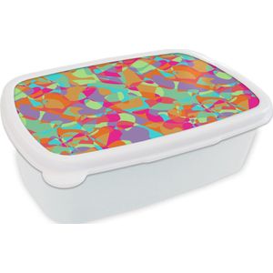 Broodtrommel Wit - Lunchbox - Brooddoos - Lavalamp - Regenboog - Patronen - Hippie - 18x12x6 cm - Volwassenen