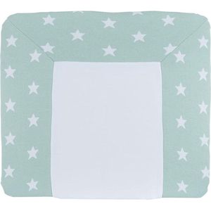 Baby's Only Gebreide baby aankleedkussenhoes - Waskussenhoes - Overtrek verzorgingskussen Star - Mint/Wit - 75x85 cm