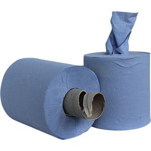 KURTT (2laags) 6 x 150 meter Poetspapier blauw, poetsrollen dispenser geschikt