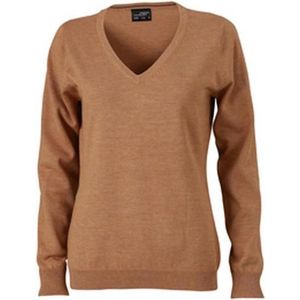 James and Nicholson Vrouwen/dames V-hals pullover (Kameelbruin)