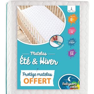 Ademend Baby Matras 70x140 cm - Inclusief Waterdichte Matrasbeschermer, 2-zijdige Gebruik, en Afritsbare Tijk