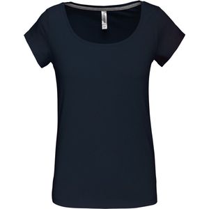 T-shirt Dames XL Kariban Boothals Korte mouw Navy 90% Katoen, 10% Viscose